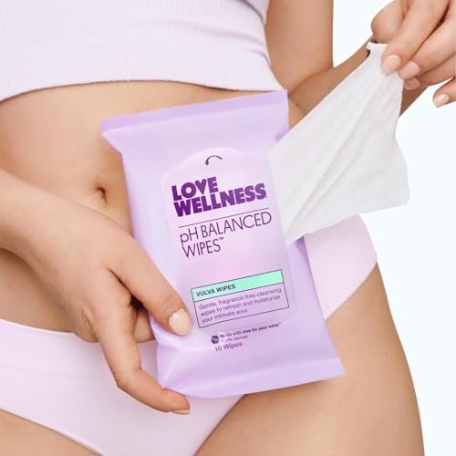 Love Wellness pH-Balance-Feuchttücher für Frauen | Duftfrei | Vulva-Reiniger für ausgeglichenen pH-Wert, Intimgesundheit & Hygiene | Nicht reizend mit Aloe Vera für empfindliche Haut | Reisegröße | 3er-Pack