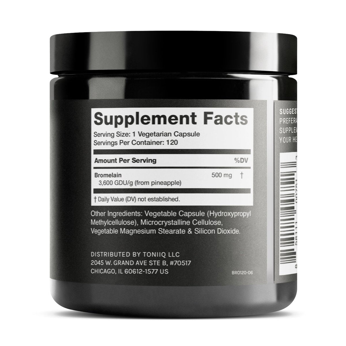 Toniiq Bromelain 500 mg – Hochkonzentriert, 3600 GDU/g, 120 vegane Kapseln