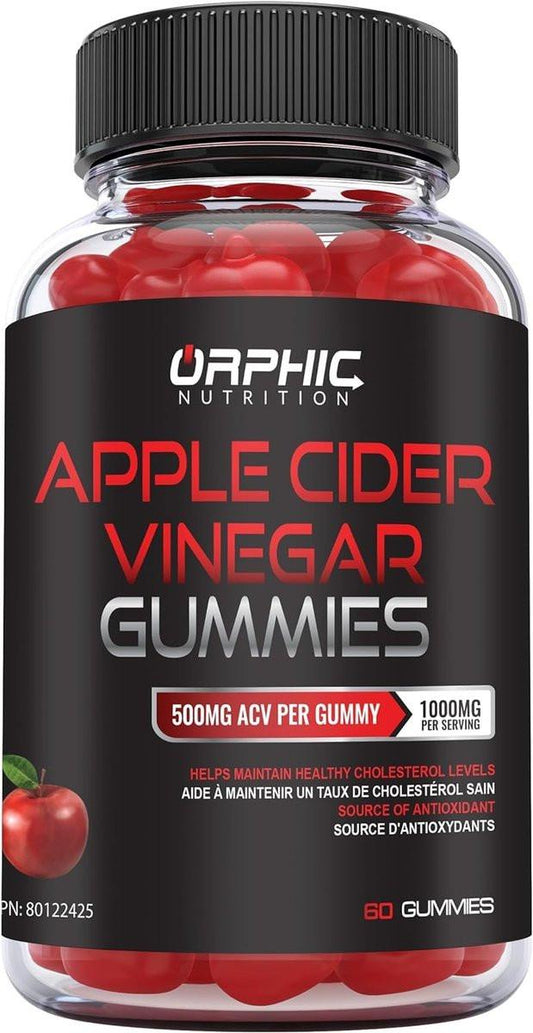 ORPHIC NUTRITION Apfelessig Gummibärchen 1000mg - Ungefilterter ACV mit Vitamin B12, Rote Bete & Granatapfel (60 Stück)