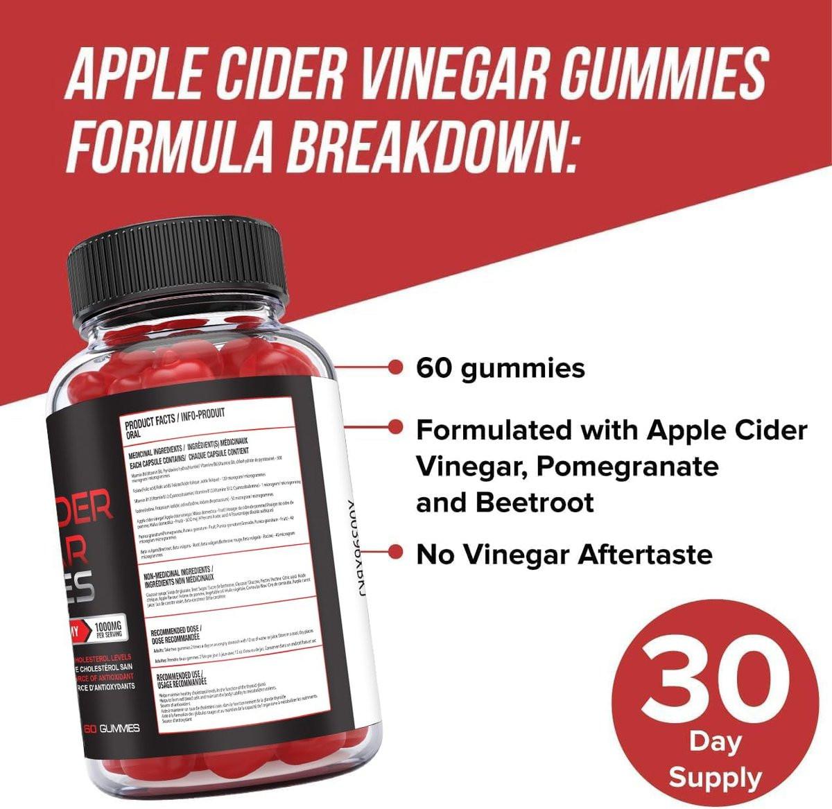 ORPHIC NUTRITION Apfelessig Gummibärchen 1000mg - Ungefilterter ACV mit Vitamin B12, Rote Bete & Granatapfel (60 Stück)