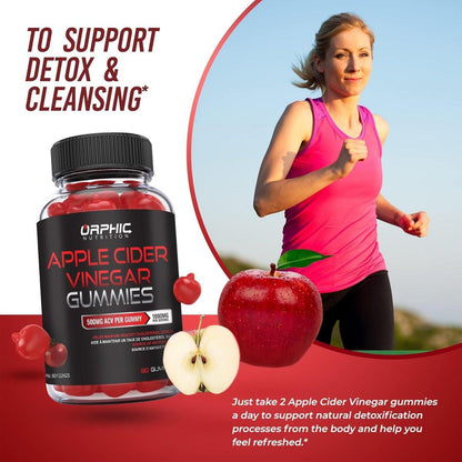 ORPHIC NUTRITION Apfelessig Gummibärchen 1000mg - Ungefilterter ACV mit Vitamin B12, Rote Bete & Granatapfel (60 Stück)
