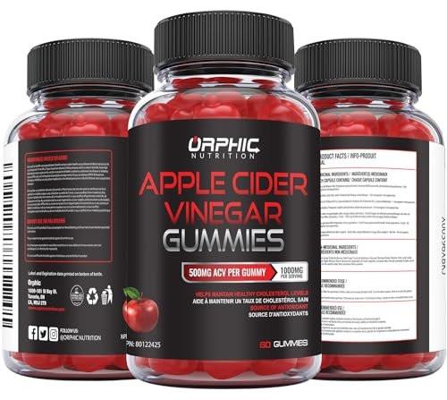 ORPHIC NUTRITION Apfelessig Gummibärchen 1000mg - Ungefilterter ACV mit Vitamin B12, Rote Bete & Granatapfel (60 Stück)