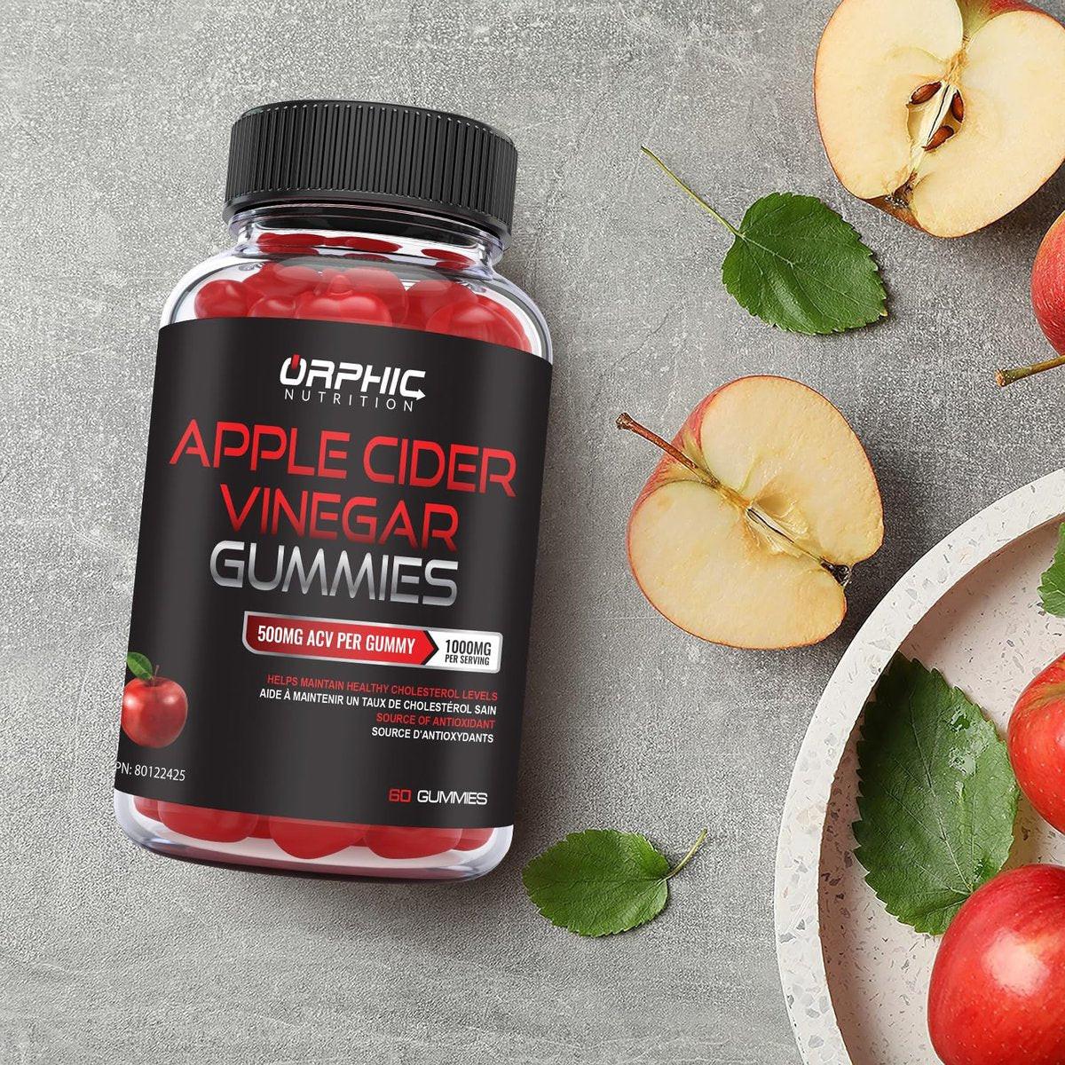 ORPHIC NUTRITION Apfelessig Gummibärchen 1000mg - Ungefilterter ACV mit Vitamin B12, Rote Bete & Granatapfel (60 Stück)