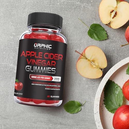 ORPHIC NUTRITION Apfelessig Gummibärchen 1000mg - Ungefilterter ACV mit Vitamin B12, Rote Bete & Granatapfel (60 Stück)