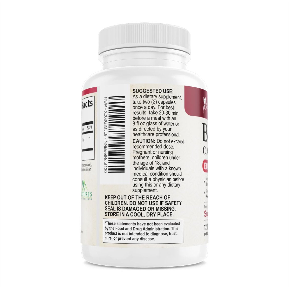 Bio Rote Bete Pulver – 1300 mg pro Portion – Extra starke Bio-Rote-Bete-Ergänzung – Unterstützt Stickstoffmonoxid-Produktion, Herzgesundheit & natürliche Energie – Hergestellt in USA – 120 vegane Kapseln