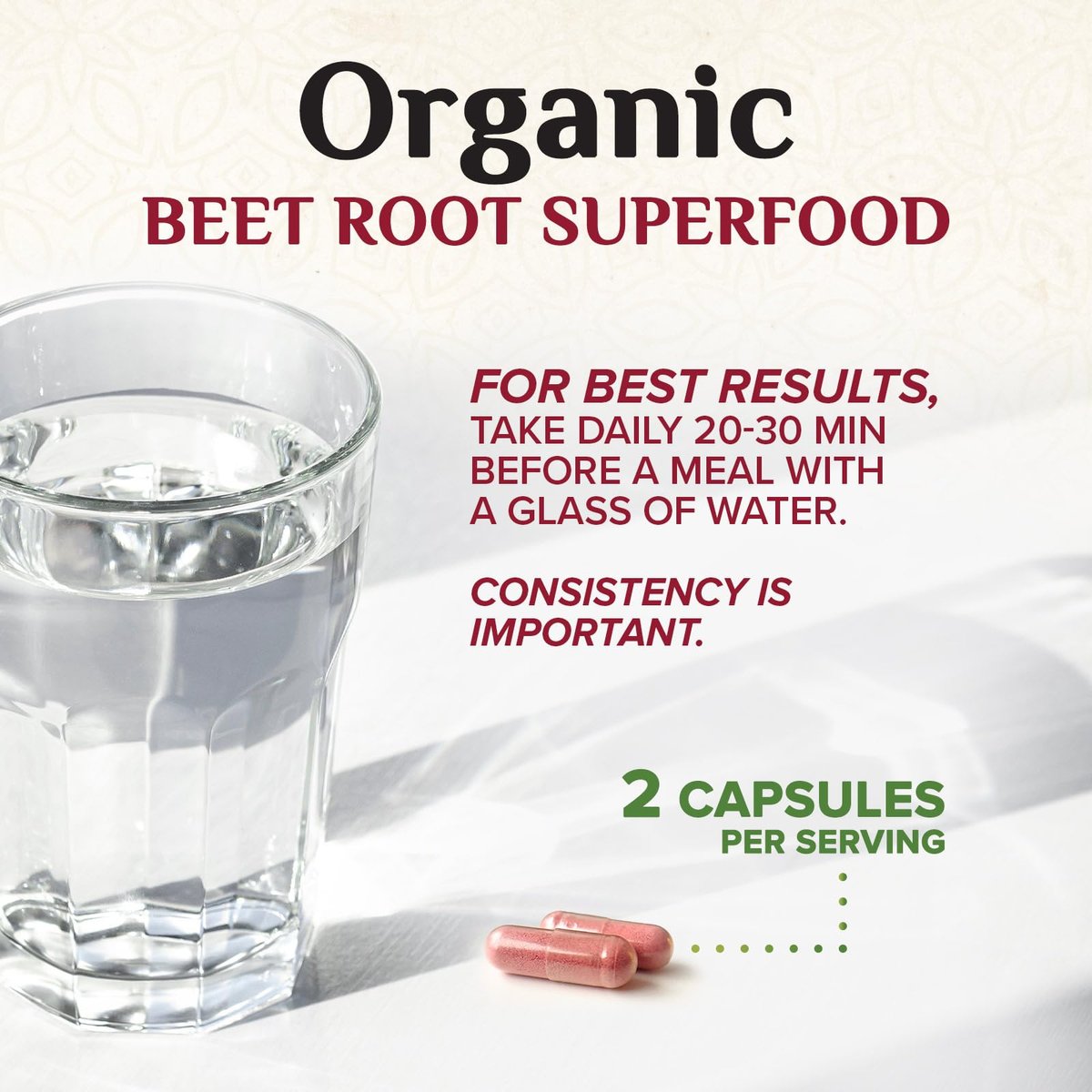 Bio Rote Bete Pulver – 1300 mg pro Portion – Extra starke Bio-Rote-Bete-Ergänzung – Unterstützt Stickstoffmonoxid-Produktion, Herzgesundheit & natürliche Energie – Hergestellt in USA – 120 vegane Kapseln