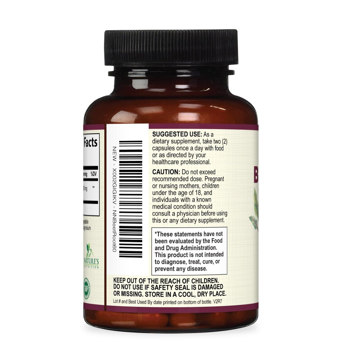 Rote Bete Kapseln - 1300 mg pro Portion - Extra starkes Bio-Rote-Bete-Pulver - Unterstützt Stickoxidproduktion, Herzgesundheit & natürliche Energie - Hergestellt in den USA - 60 vegane Kapseln