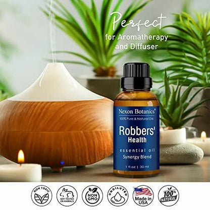 Robbers' Health Essential Oil Blend 30 ml – Immunstärkendes Räuberöl – Natürlicher Schutzschild gegen Verunreinigungen – Nexon Botanics