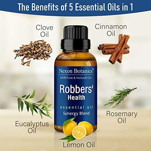 Robbers' Health Essential Oil Blend 30 ml – Immunstärkendes Räuberöl – Natürlicher Schutzschild gegen Verunreinigungen – Nexon Botanics