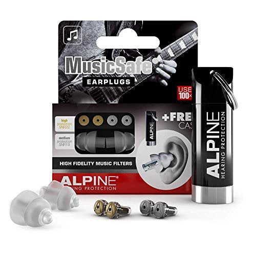 Alpine MusicSafe – Hochwertige Gehörschutz-Ohrstöpsel für Musiker – 2 austauschbare Filter-Sets: 19 & 22 dB – Professioneller Gehörschutz – Transparent