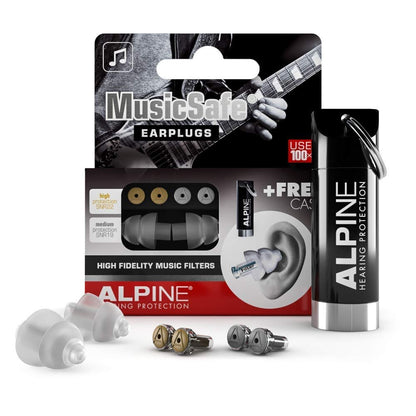 Alpine MusicSafe – Hochwertige Gehörschutz-Ohrstöpsel für Musiker – 2 austauschbare Filter-Sets: 19 & 22 dB – Professioneller Gehörschutz – Transparent