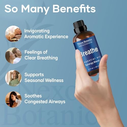 Nexon Botanics Atemöl-Mischung 60 ml – Befreite Atemwege mit Menthol-Ölen für Diffuser, Luftbefeuchter und Aromatherapie