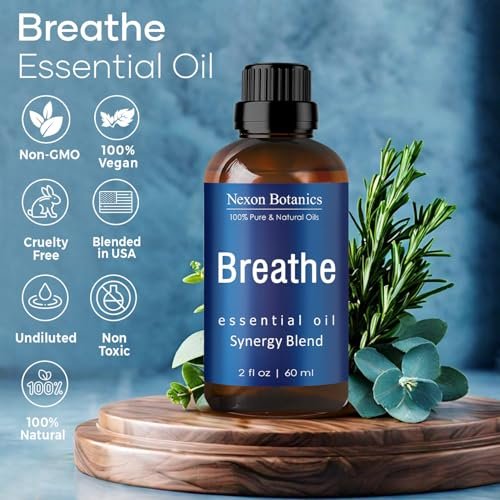 Nexon Botanics Atemöl-Mischung 60 ml – Befreite Atemwege mit Menthol-Ölen für Diffuser, Luftbefeuchter und Aromatherapie