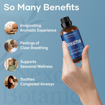 Nexon Botanics Atemöl-Mischung 60 ml – Befreite Atemwege mit Menthol-Ölen für Diffuser, Luftbefeuchter und Aromatherapie