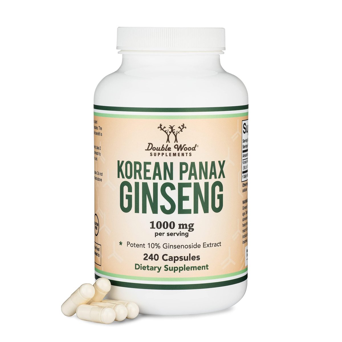 Koreanische Ginseng Kapseln (Panax Ginseng Extrakt, 10 % Ginsenoside) - 240 vegane Kapseln, 4 Monate Vorrat, 1.000 mg pro Portion für Stimmung, kognitive Funktion und Energie