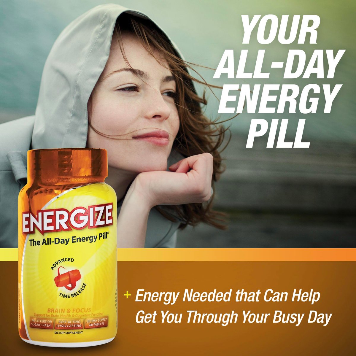 iSatori Energize Brain & Focus Koffeintabletten – Schnell wirkende Energie für den ganzen Tag, Gehirn-Booster, Konzentrations- und Energieergänzung, Zeitfreisetzungskoffein ohne Nervosität oder Energieabfall (60 Tabletten)