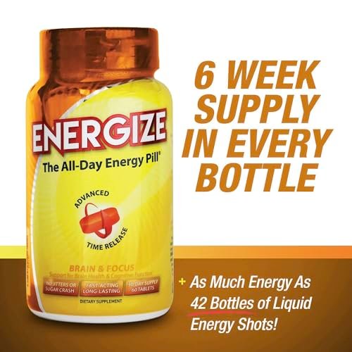 iSatori Energize Brain & Focus Koffeintabletten – Schnell wirkende Energie für den ganzen Tag, Gehirn-Booster, Konzentrations- und Energieergänzung, Zeitfreisetzungskoffein ohne Nervosität oder Energieabfall (60 Tabletten)