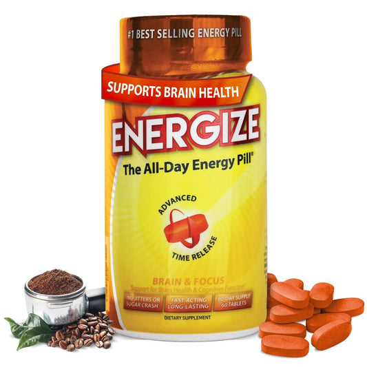 iSatori Energize Brain & Focus Koffeintabletten – Schnell wirkende Energie für den ganzen Tag, Gehirn-Booster, Konzentrations- und Energieergänzung, Zeitfreisetzungskoffein ohne Nervosität oder Energieabfall (60 Tabletten)