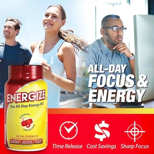 iSatori Energize Extra Stark Koffeintabletten für Männer & Frauen | Schnell wirkende, langanhaltende Energie | Verbesserte Klarheit und Konzentration | Kein Zittern, kein Crash | 60 Tabletten