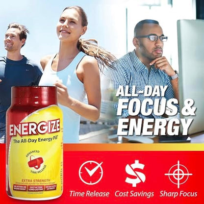 iSatori Energize Extra Stark Koffeintabletten für Männer & Frauen | Schnell wirkende, langanhaltende Energie | Verbesserte Klarheit und Konzentration | Kein Zittern, kein Crash | 60 Tabletten