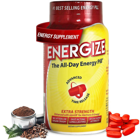 iSatori Energize Extra Stark Koffeintabletten für Männer & Frauen | Schnell wirkende, langanhaltende Energie | Verbesserte Klarheit und Konzentration | Kein Zittern, kein Crash | 60 Tabletten