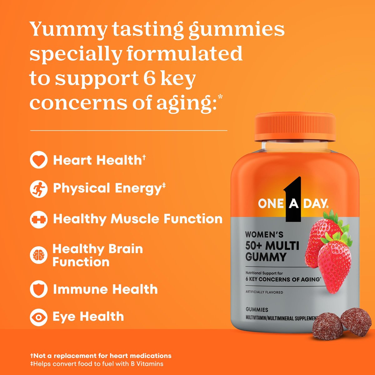 One A Day Multivitamin für Frauen ab 50 – Gummibärchen mit Vitaminen für Immunsystem, Augengesundheit und Gehirnfunktion, 110 Stück