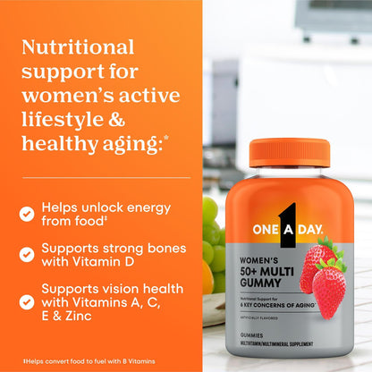 One A Day Multivitamin für Frauen ab 50 – Gummibärchen mit Vitaminen für Immunsystem, Augengesundheit und Gehirnfunktion, 110 Stück
