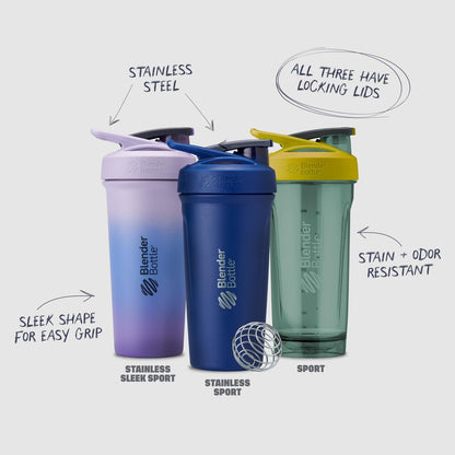 BlenderBottle Strada Tritan Shakerflasche mit Verschlussdeckel, 28 Unzen, Schwarz