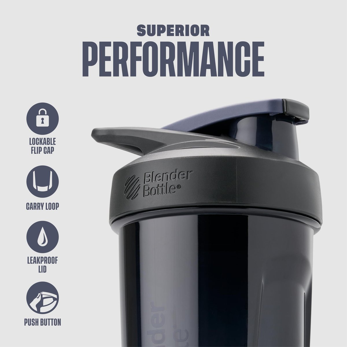 BlenderBottle Strada Tritan Shakerflasche mit Verschlussdeckel, 28 Unzen, Schwarz