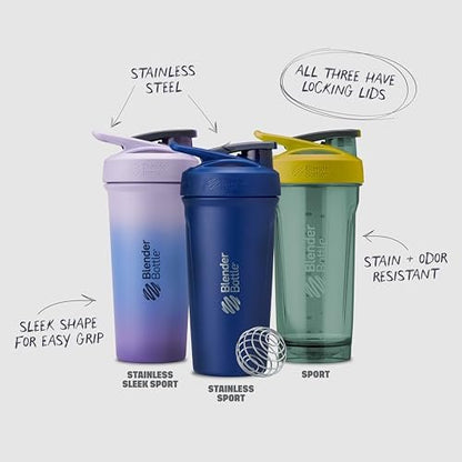 BlenderBottle Sport Shakerflasche mit Drahtschneebesen, 24 Unzen, Schwarz – Protein-Shakes & Hydration für Sportler & Fitness-Enthusiasten, einfaches Mischen, langlebig & leicht, verschließbarer Deckel