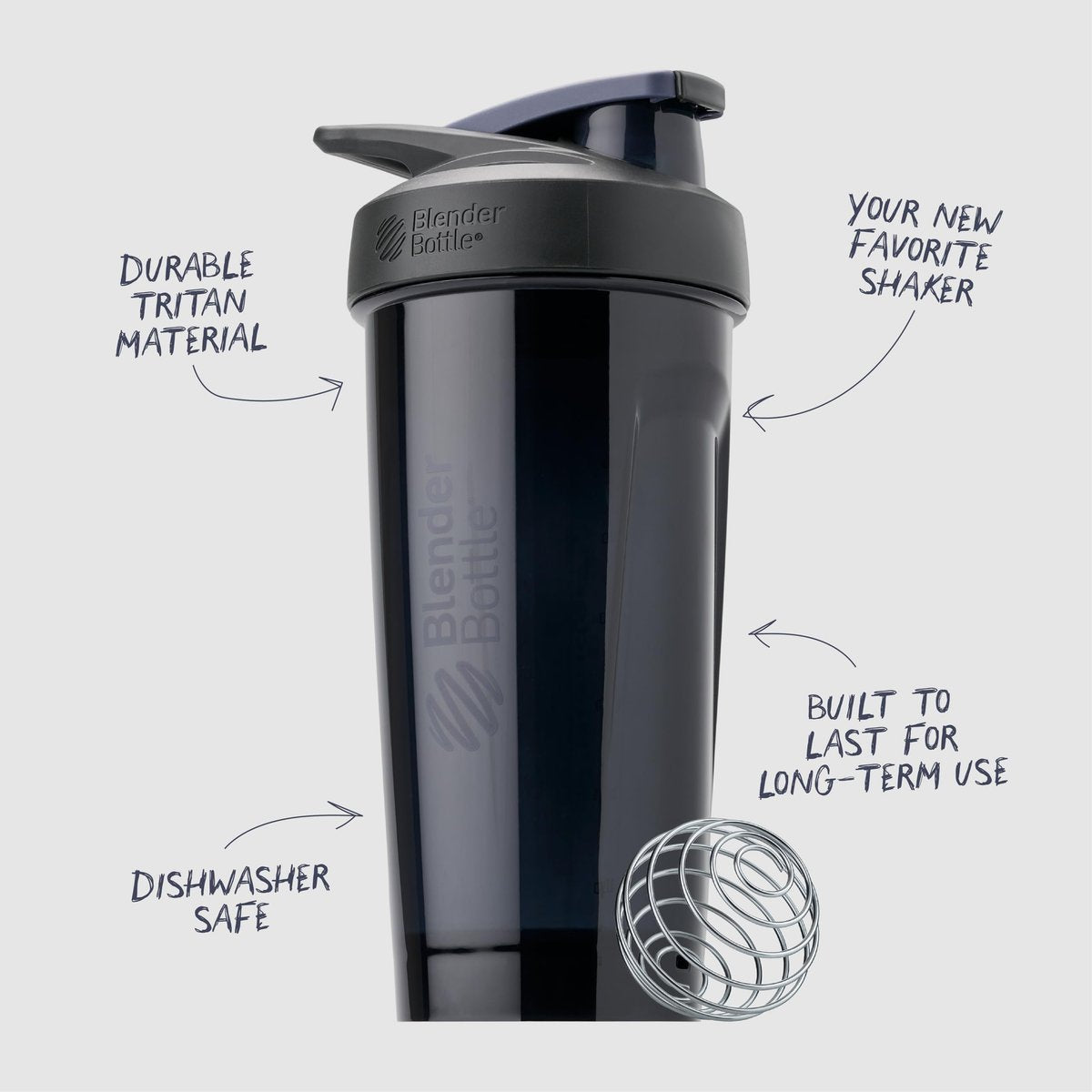 BlenderBottle Strada Tritan Shakerflasche mit Verschlussdeckel, 28 Unzen, Schwarz