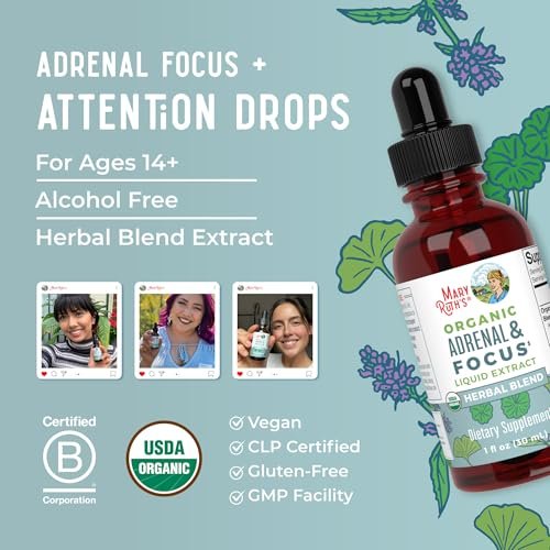 MARYRUTH'S Organics - Bio Nootropikum für Erwachsene mit Ginkgo Biloba & Astragalus | Konzentration & Nebennierenunterstützung | Gedächtnis & Gehirn Tropfen | Vegan | Non-GMO | Glutenfrei | 30 Portionen