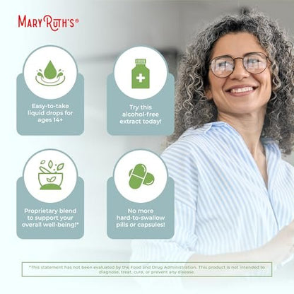 MARYRUTH'S Organics - Bio Nootropikum für Erwachsene mit Ginkgo Biloba & Astragalus | Konzentration & Nebennierenunterstützung | Gedächtnis & Gehirn Tropfen | Vegan | Non-GMO | Glutenfrei | 30 Portionen