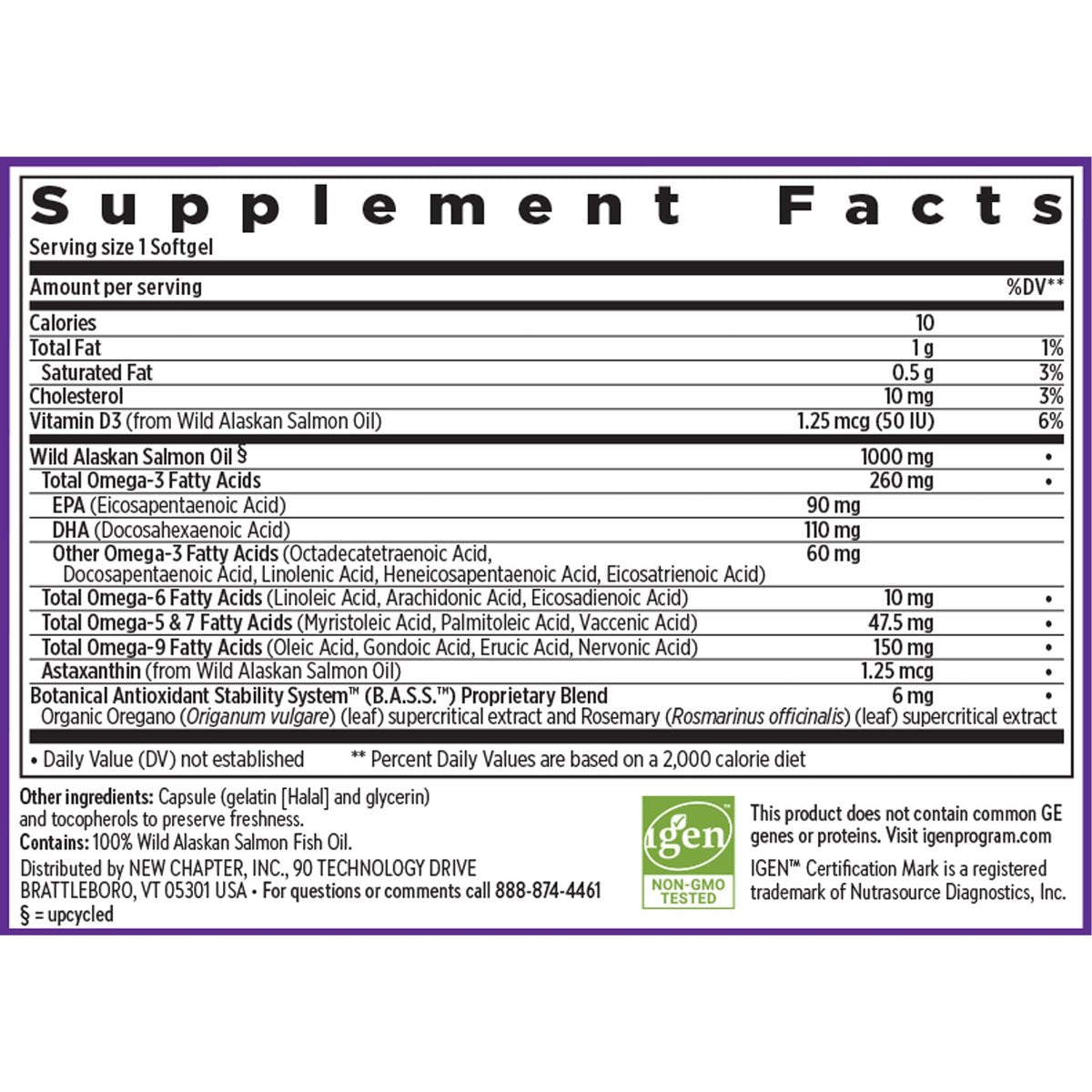 New Chapter Omega-3 Complex 1000mg Weichkapseln – Fischölergänzung mit Wild Alaska Lachs für Herz, Gehirn, Augen, Gelenke und Haut – 30 Stück