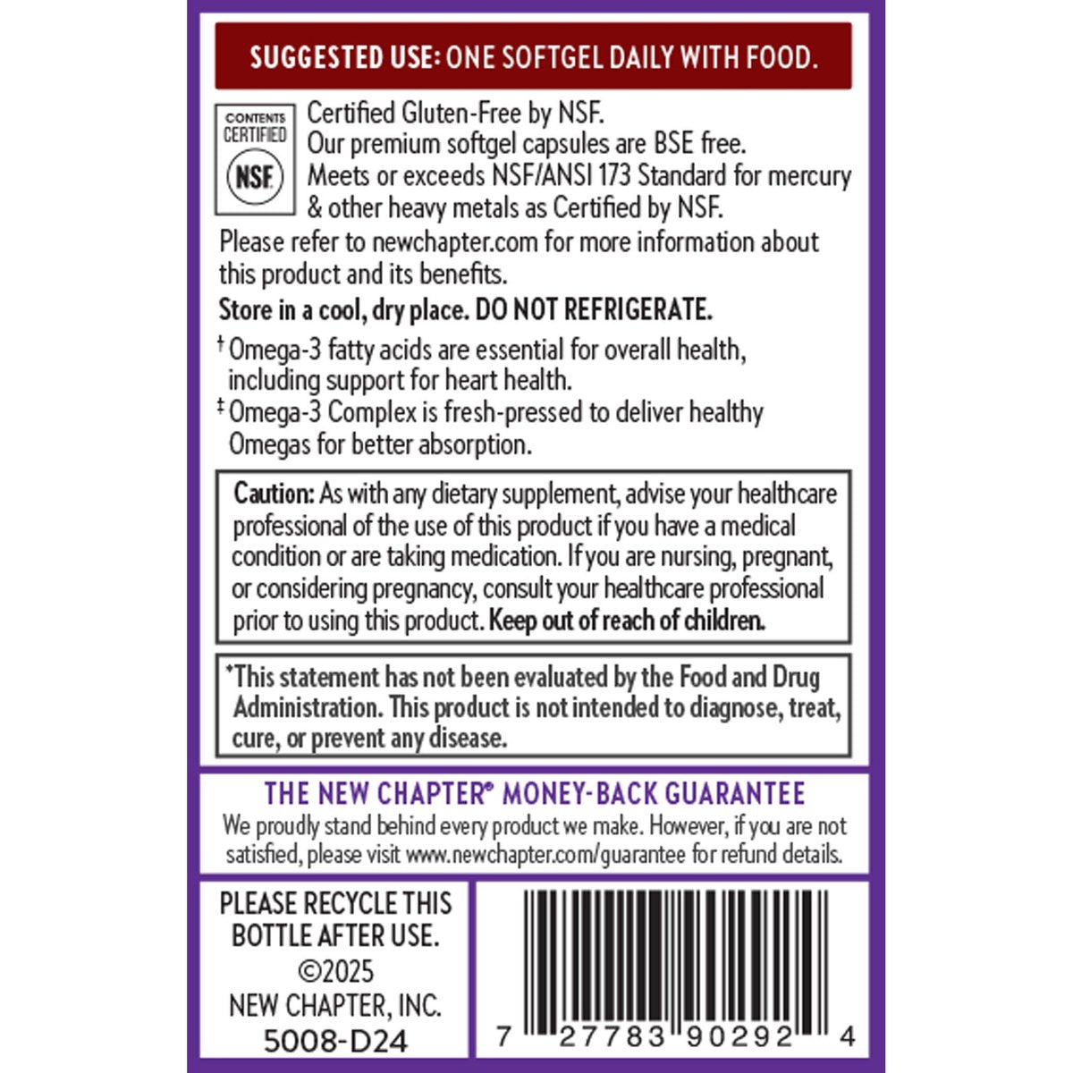 New Chapter Omega-3 Complex 1000mg Weichkapseln – Fischölergänzung mit Wild Alaska Lachs für Herz, Gehirn, Augen, Gelenke und Haut – 30 Stück