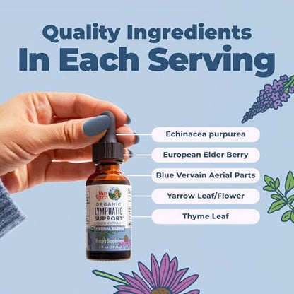 MARYRUTH'S Lymphatische Unterstützung flüssige Tropfen USDA Organic | Kräutermischung mit Echinacea & Holunder | Eisenkraut | Vegan | Alkoholfrei | Nicht-GMO | 30 Portionen
