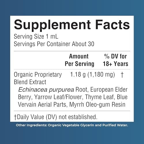 MARYRUTH'S Lymphatische Unterstützung flüssige Tropfen USDA Organic | Kräutermischung mit Echinacea & Holunder | Eisenkraut | Vegan | Alkoholfrei | Nicht-GMO | 30 Portionen