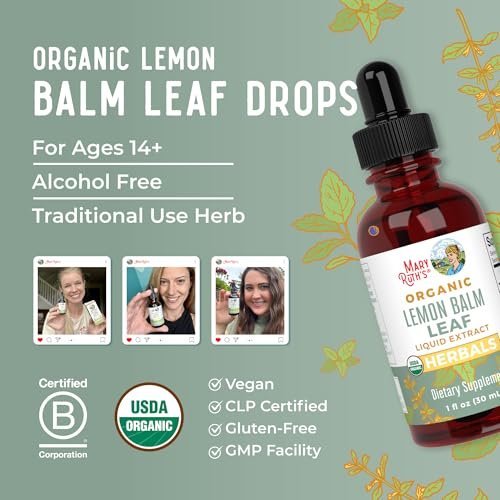 MARYRUTH'S ORGANICS Bio-Zitronenmelisse Blattextrakt | Stimmungsunterstützung | Entspannung | Beruhigend | Nervenkräuter | Zitronenmelisse Tinktur | USDA Bio | Vegan | Nicht-GVO | Glutenfrei | 1 Fl Oz