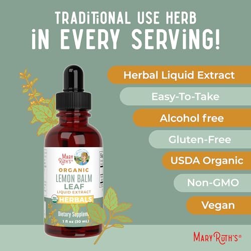 MARYRUTH'S ORGANICS Bio-Zitronenmelisse Blattextrakt | Stimmungsunterstützung | Entspannung | Beruhigend | Nervenkräuter | Zitronenmelisse Tinktur | USDA Bio | Vegan | Nicht-GVO | Glutenfrei | 1 Fl Oz