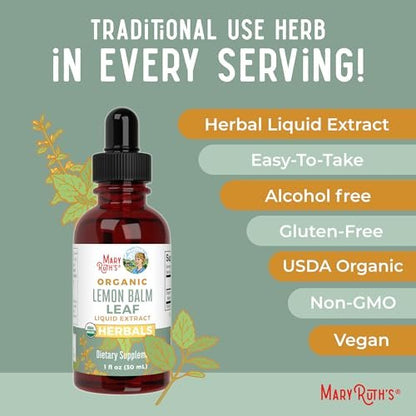 MARYRUTH'S ORGANICS Bio-Zitronenmelisse Blattextrakt | Stimmungsunterstützung | Entspannung | Beruhigend | Nervenkräuter | Zitronenmelisse Tinktur | USDA Bio | Vegan | Nicht-GVO | Glutenfrei | 1 Fl Oz