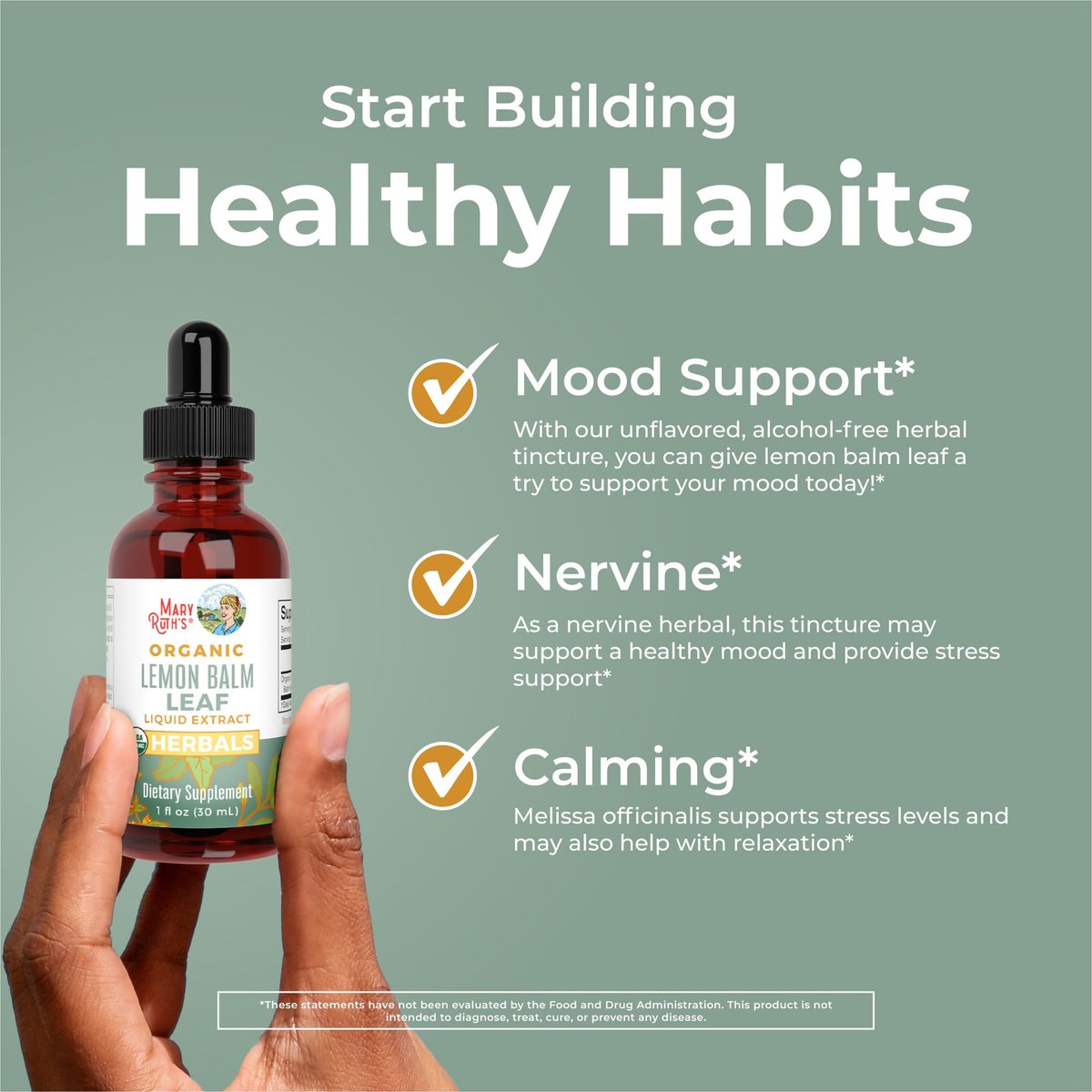 MARYRUTH'S ORGANICS Bio-Zitronenmelisse Blattextrakt | Stimmungsunterstützung | Entspannung | Beruhigend | Nervenkräuter | Zitronenmelisse Tinktur | USDA Bio | Vegan | Nicht-GVO | Glutenfrei | 1 Fl Oz