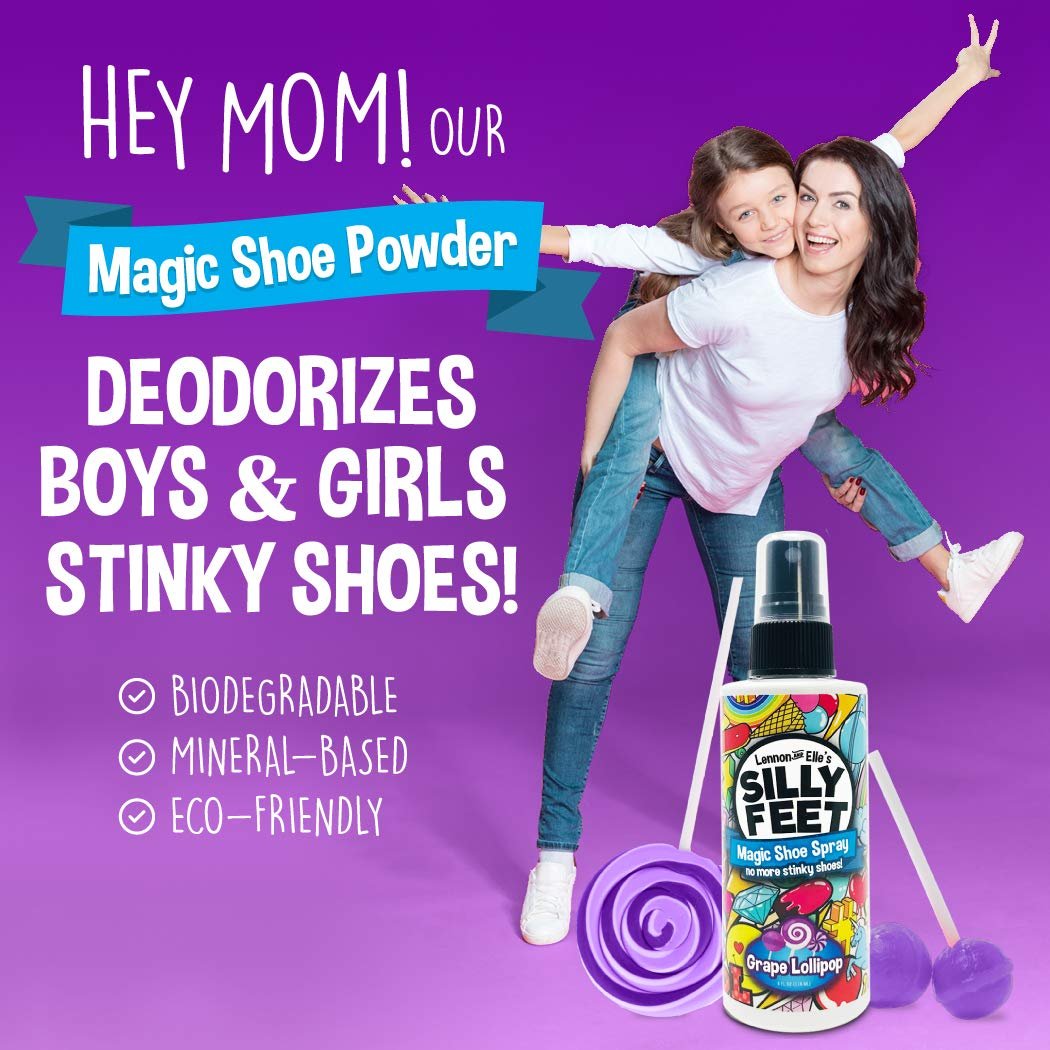 Fuß- und Schuh-Deodorant Spray, extra starke Geruchsentfernung für stinkende Schuhe, Kinderfüße und Schweiß, Trauben-Lutscher-Duft, Alternative zu Pulver zur Geruchskontrolle, 118 ml