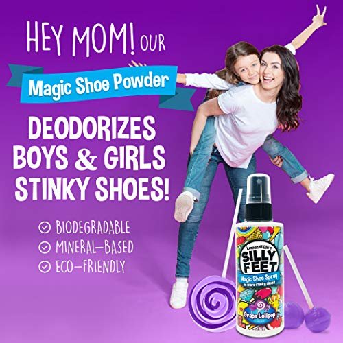 Fuß- und Schuh-Deodorant Spray, extra starke Geruchsentfernung für stinkende Schuhe, Kinderfüße und Schweiß, Trauben-Lutscher-Duft, Alternative zu Pulver zur Geruchskontrolle, 118 ml
