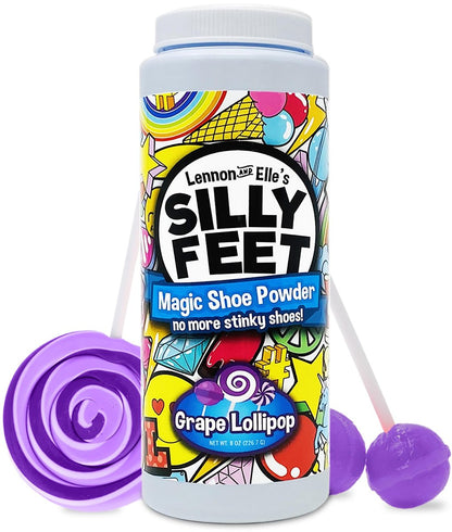 Magic Schuh-Deodorant, Fußgeruch-Pulver für stinkende Füße, Geruchsentferner stärker als Spray, Kinder-Schuhpulver zur Geruchskontrolle, große 8 oz, Traubenlutscher-Duft