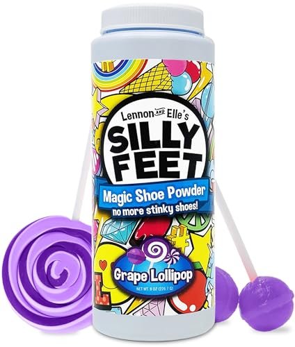 Magic Schuh-Deodorant, Fußgeruch-Pulver für stinkende Füße, Geruchsentferner stärker als Spray, Kinder-Schuhpulver zur Geruchskontrolle, große 8 oz, Traubenlutscher-Duft
