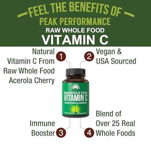 Peak Performance Natürliches Vitamin C aus Acerola-Kirsche – 90 Kapseln, 500 mg pro Portion, vegan, aus den USA