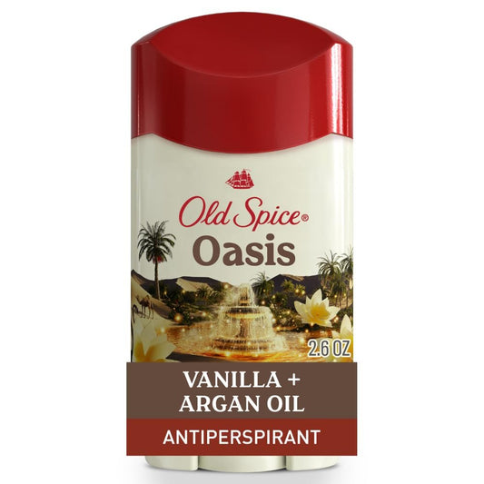 Old Spice Dry Feel Antitranspirant Deodorant für Männer, 24/7 langanhaltende Frische, Schweiß- und Geruchsschutz, sanft zur Haut mit Hautconditionern, Oasis mit Vanille- und Arganöl-Duft, 2,6 oz