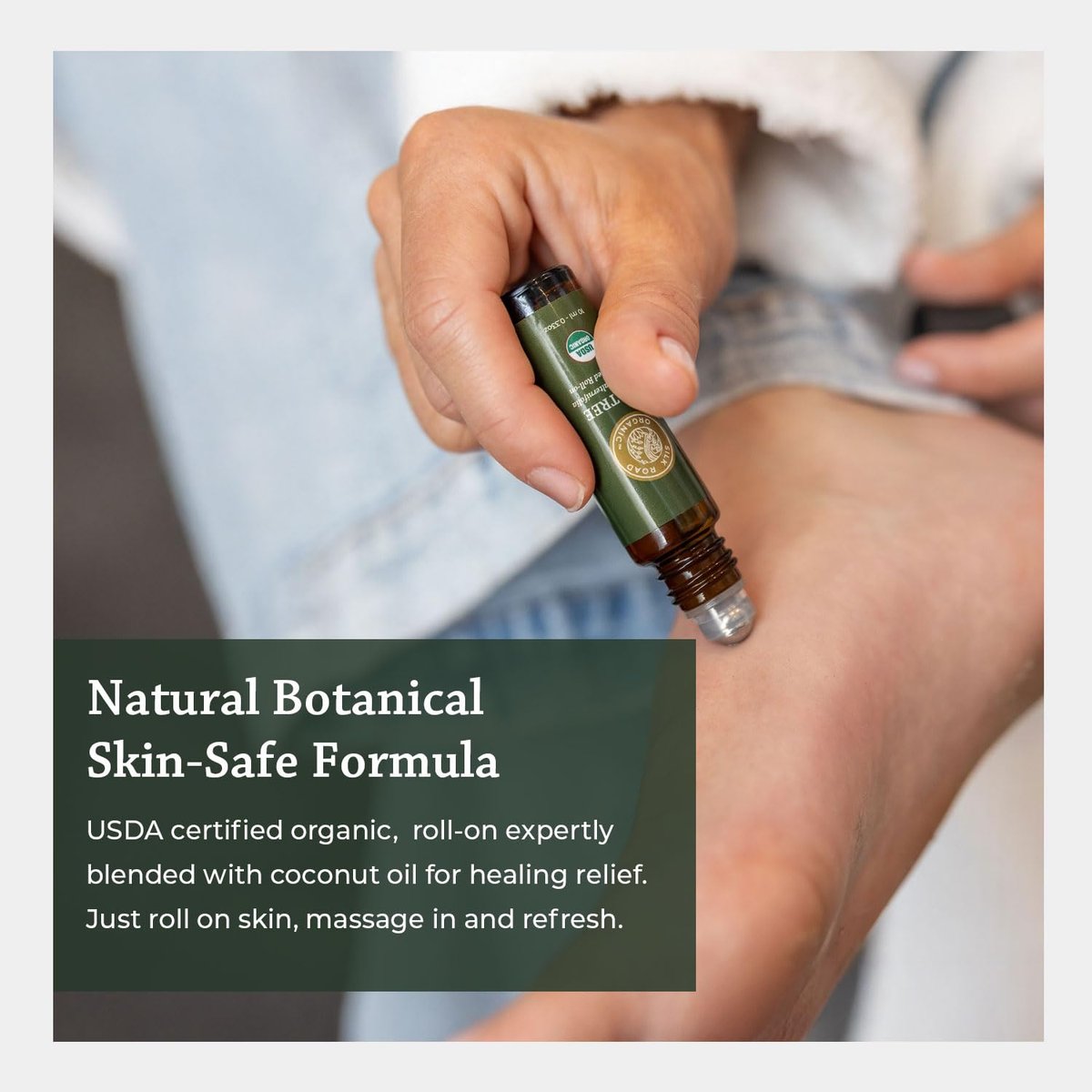 Silk Road Organic Bio Teebaumöl Roll-On für gesunde, klare Haut, Nagel- und Fußpflege – 100 % rein, USDA-zertifiziert, 10 ml