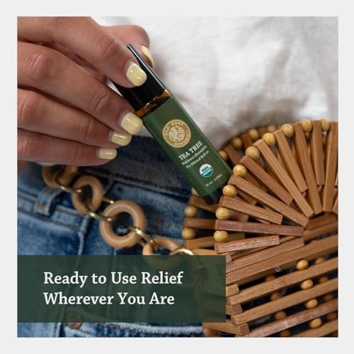 Silk Road Organic Bio Teebaumöl Roll-On für gesunde, klare Haut, Nagel- und Fußpflege – 100 % rein, USDA-zertifiziert, 10 ml