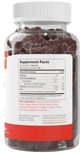 Zahler Eisen Gummibärchen mit Vitamin C – für Frauen, Männer & Kinder – Beste kaubare, leicht verdauliche Koscher-Eisen-Ergänzung für Kinder & Erwachsene – 60 Stück